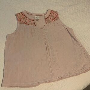 Knox Rose Cream Pink Embellished Sleeveless Tank Top